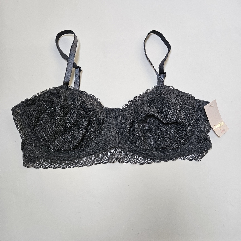 Candies Grey Scallop Underwire Fullcoverag Bra 38DD NWT